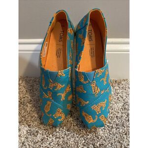 Toms Tiger Print Shoes Canvas Slip On Casual Flats‎ Womens Size 6 Clemson Tigers